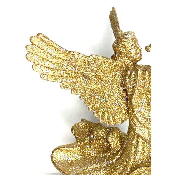 Gold Glittered Angel Christmas Tree Topper, Holiday Ornament Decoration - Picture 3 of 9